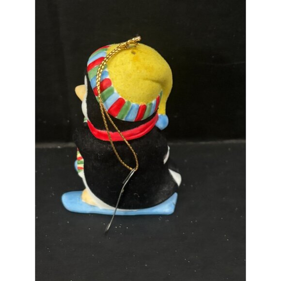 Vintage Hand-Painted Penguin Bell Christmas Ornament w Scarf Hat Porcelain Figur - Picture 10 of 12